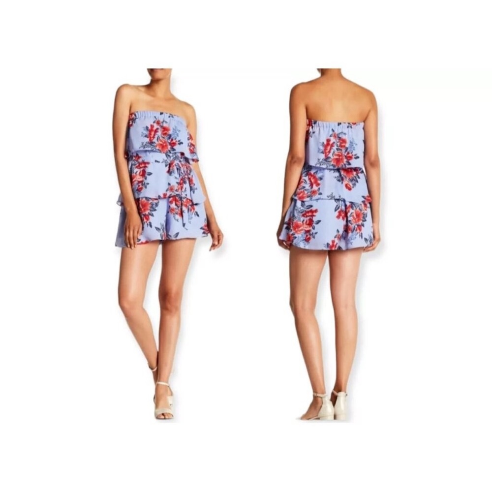 Parker Lilac Blue and Red Floral Romper